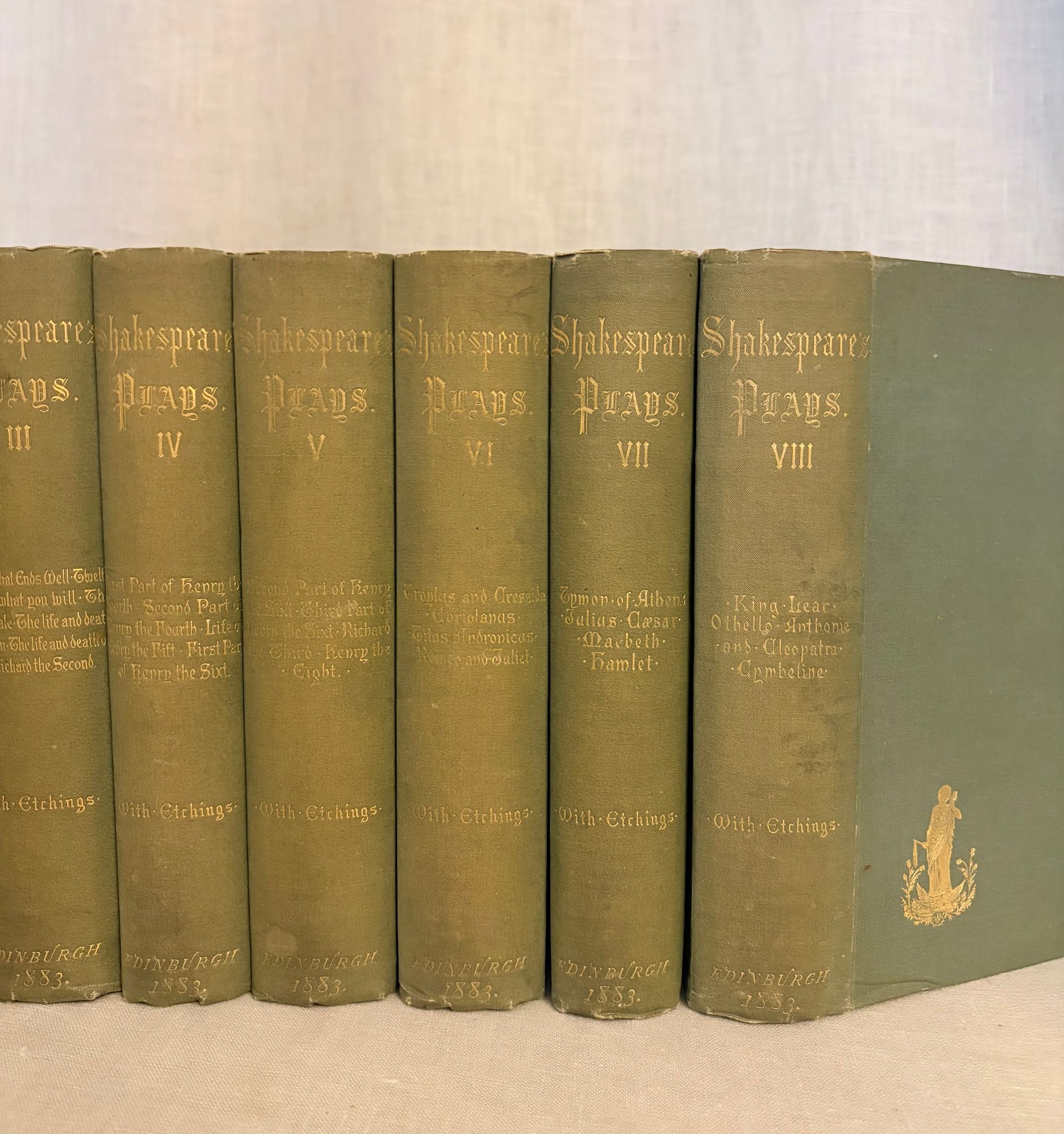 Dramatic Works of Shakespeare. The Text of the First Edition. Illustrated with Etchings. (in 8 volumes) by Shakespeare, William; Johnson, Ben; Heninge, John; Condell, Henry; Holland, Hugh; Diggs, L. (dedications), view 11