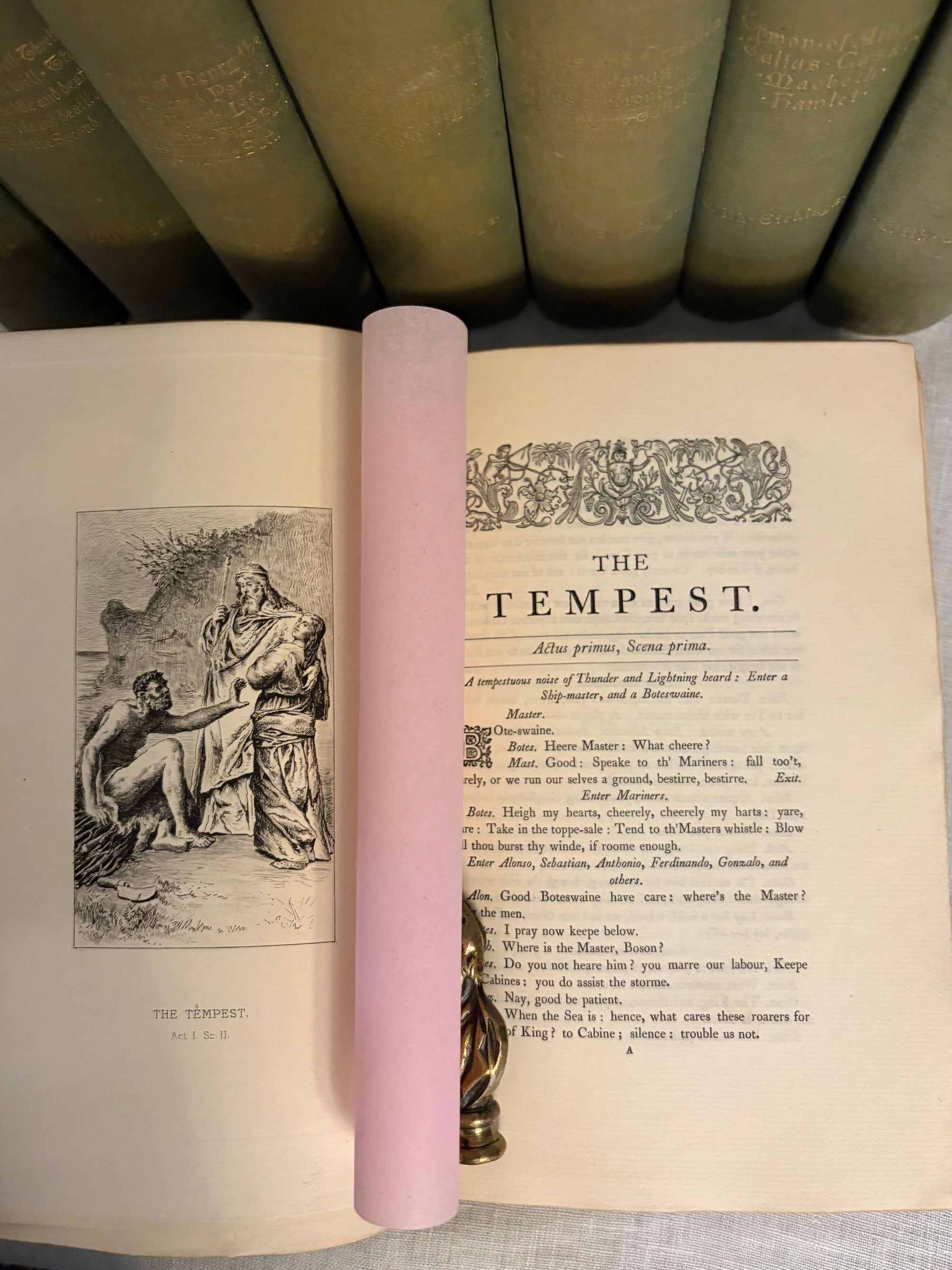 Dramatic Works of Shakespeare. The Text of the First Edition. Illustrated with Etchings. (in 8 volumes) by Shakespeare, William; Johnson, Ben; Heninge, John; Condell, Henry; Holland, Hugh; Diggs, L. (dedications), view 5