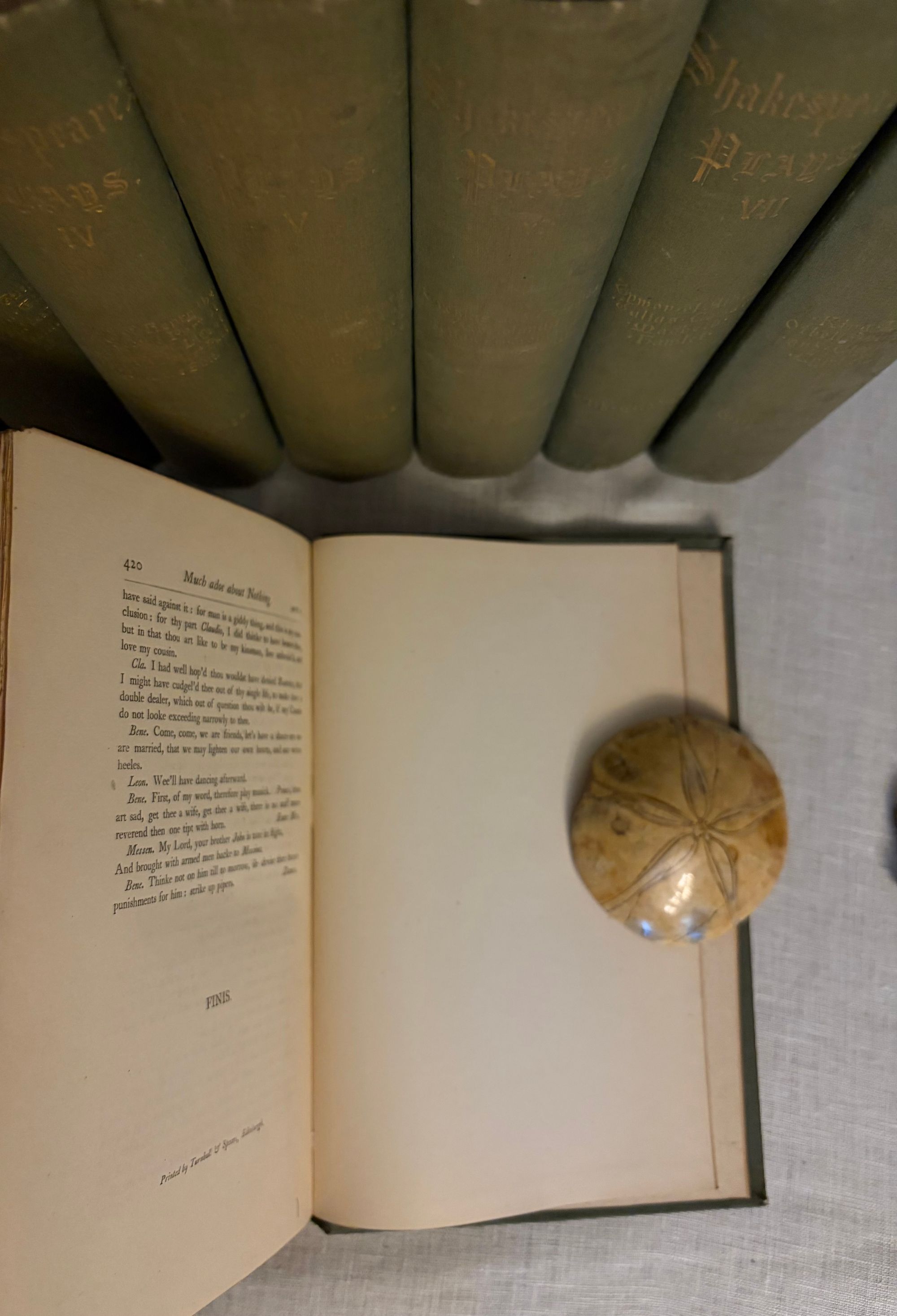Dramatic Works of Shakespeare. The Text of the First Edition. Illustrated with Etchings. (in 8 volumes) by Shakespeare, William; Johnson, Ben; Heninge, John; Condell, Henry; Holland, Hugh; Diggs, L. (dedications), view 8